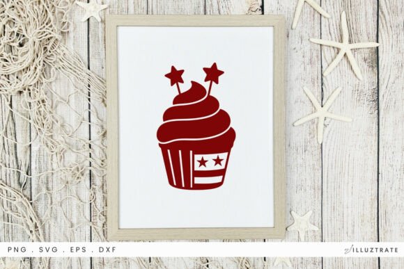4th July Cupcake SVG Clipart for Graphics and Crafts