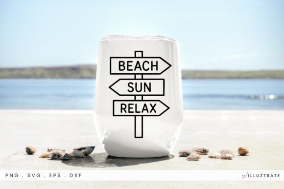 Beach Sun Relax Signpost SVG Clipart for Graphics and Crafts