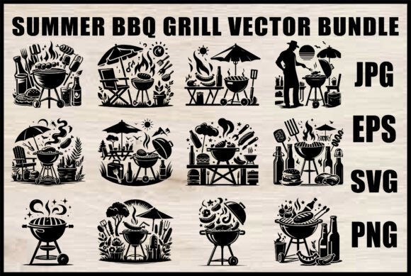Black BBQ Grill SVG Set: Graphics for Crafts & Branding