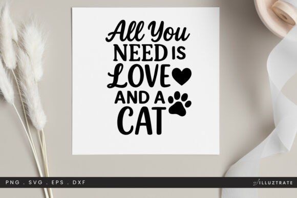 Love and a Cat SVG Clipart for Graphics and Crafts
