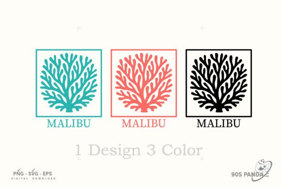 Malibu Coral Vintage Beach Art Svg Png for Graphics and Crafts