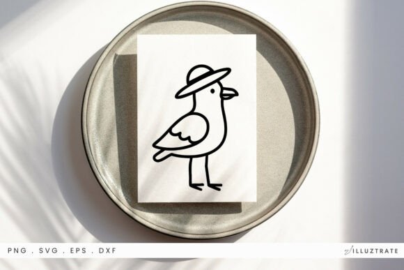 Seagull in Hat SVG Clipart for Modern Graphics and Crafts