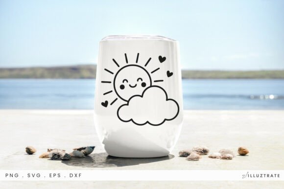 Sun and Cloud SVG Clipart for Graphics in Crafts